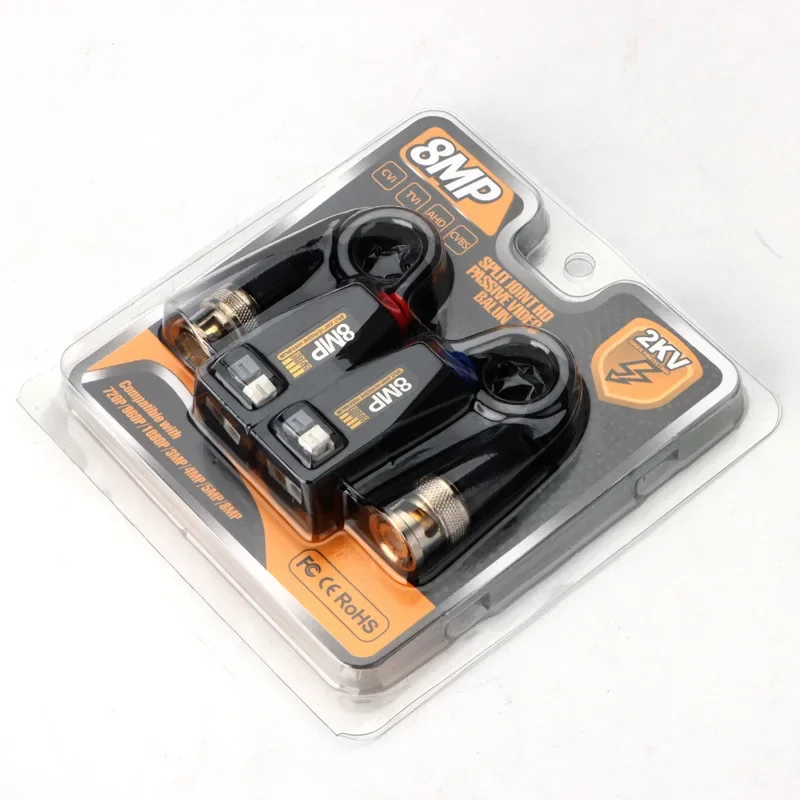 1 par de conectores Balun de vídeo BNC de 8MP, transmisión de par trenzado, transmisor, Cable Cctv, compatible con cámara HD de 8MP AHD/CVI/TVI