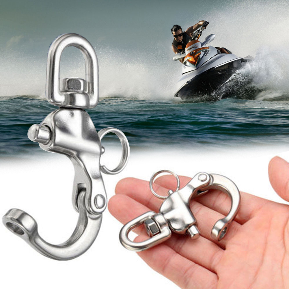 Stainless Steel Sailboat Spring Buckle Boat Boat Fender Snap Shackle Panic Hook Accessories Marine 70mm Eye Fork