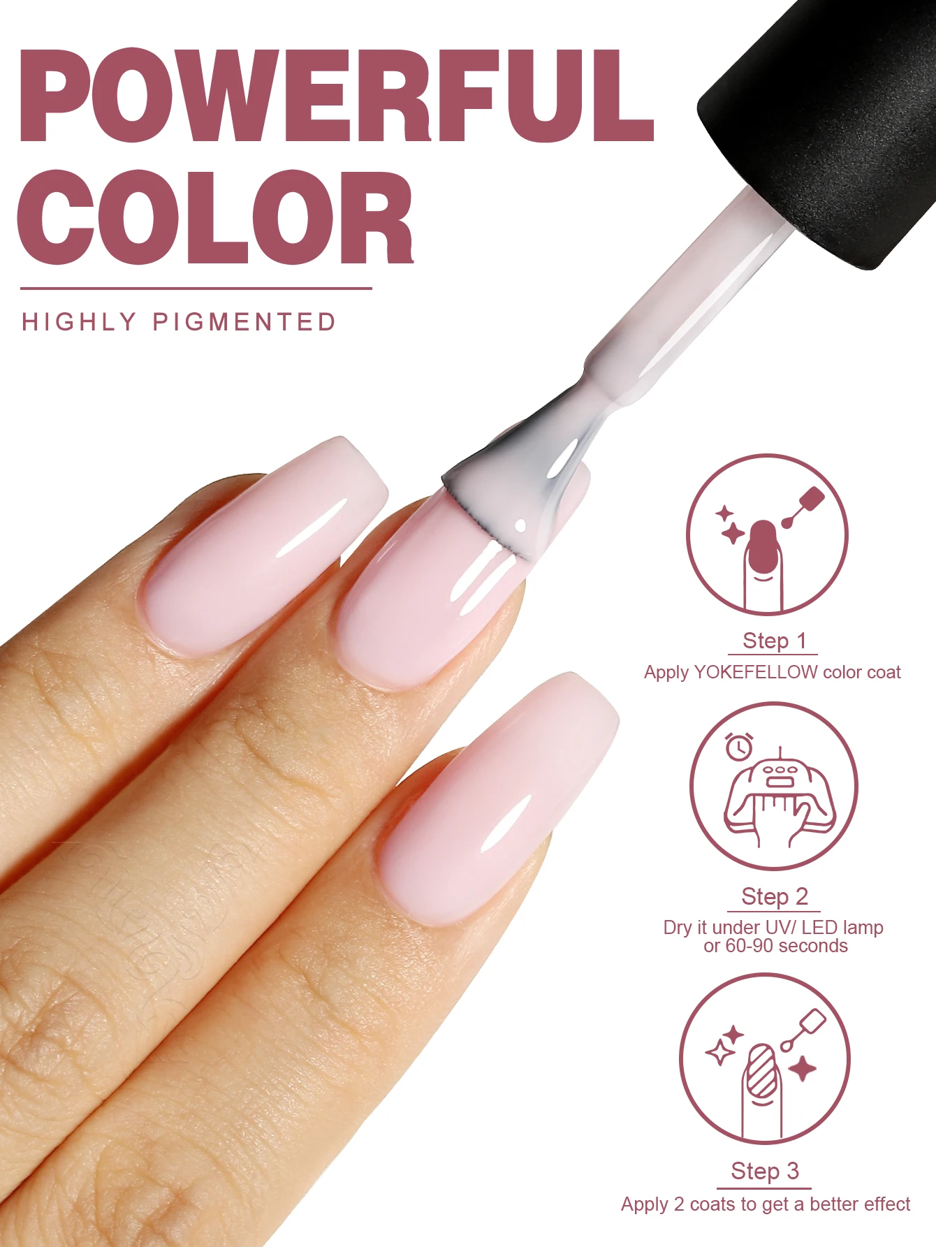 Yokefellow-esmalte de uñas en Gel, barniz de uñas de color rosa translúcido de alta calidad, UV, de larga duración, 10ml
