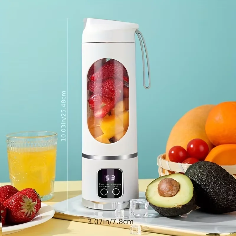 10개의 칼날을 가진 휴대용 과일 주서기 450ml 용량 3단계 USB 충전식 블렌더 아이스 크러셔 쉐이크 및 스무디용 주서기 컵