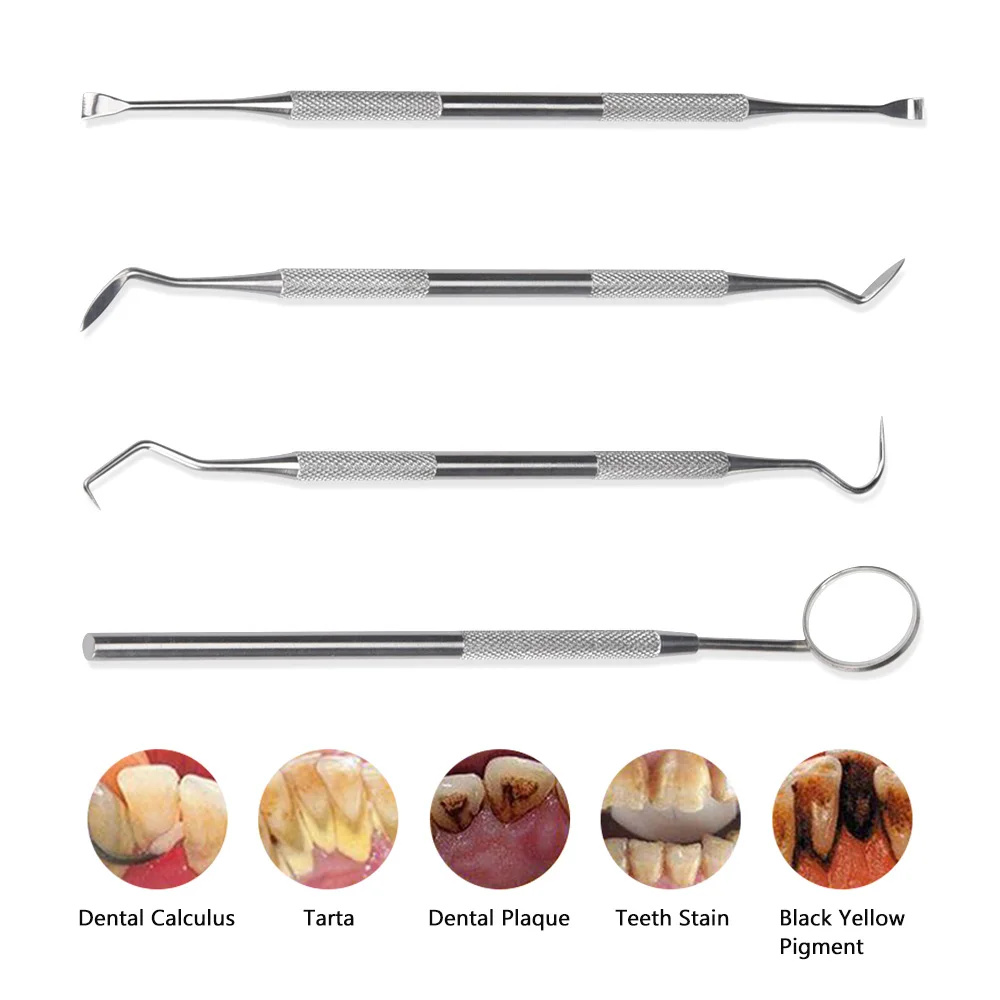 4 ชิ้น/เซ็ต Tartar Scraper Scaler Plaque Remover เครื่องมือทําความสะอาดฟันทันตแพทย์ทันตกรรมชุดสุขอนามัยทันตกรรมแคลคูลัส Remover Oral Care ยาสีฟันสูตรเกลือผสมฟลูออไรด์ผสานพลังสมุนไพรฟันขาวสะอาดลดกลิ่นปาก