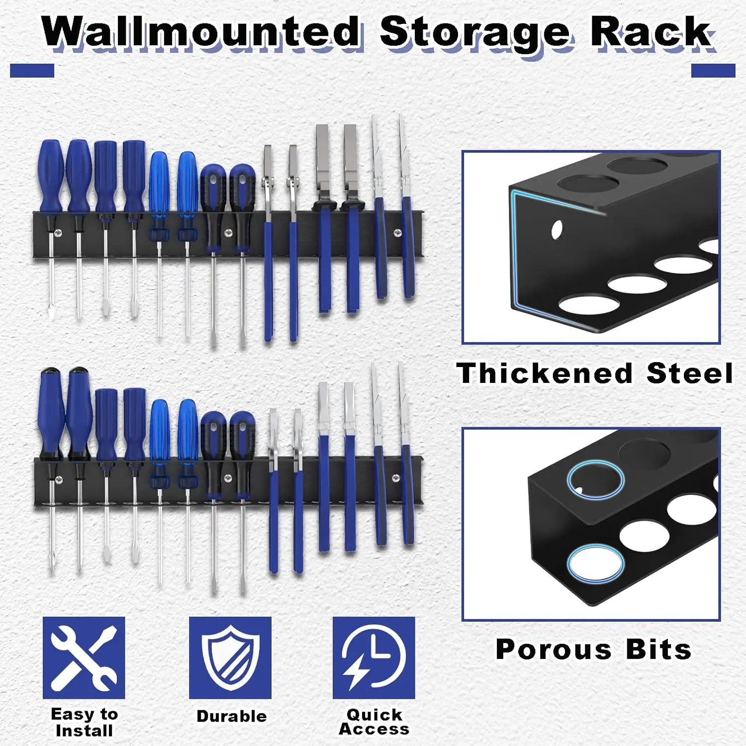 Screwdriver Organizer Tool Wall-mounted 14-hole Hardware Tool Storage for Hex Cross Screw Driver RC Tools Storage Base Stand