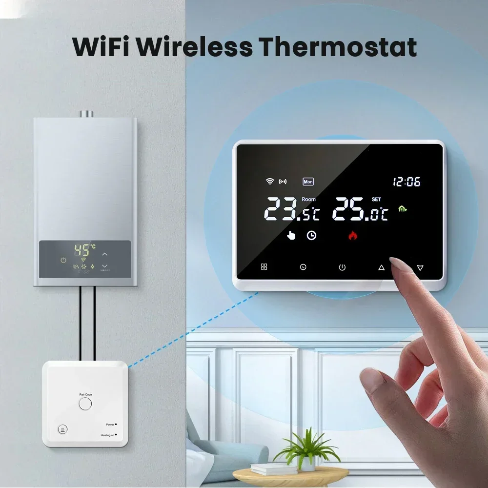 Termostato inteligente Tuya RF WiFi, controlador de temperatura para caldera de Gas, calefacción de agua, termostato WiFi inalámbrico, funciona con Alexa Googe