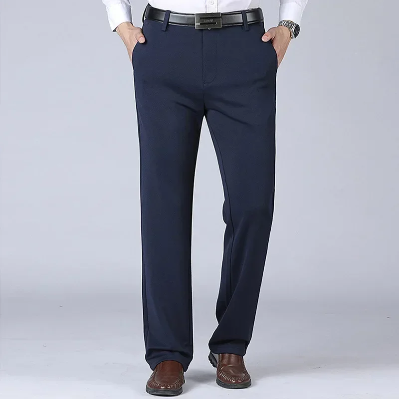 2pcs Big Size Men's Business Pants Plus Size 40-52 95-155kg Formal Work Long Pants Elastic Waist Suit Pants Casual Trousers