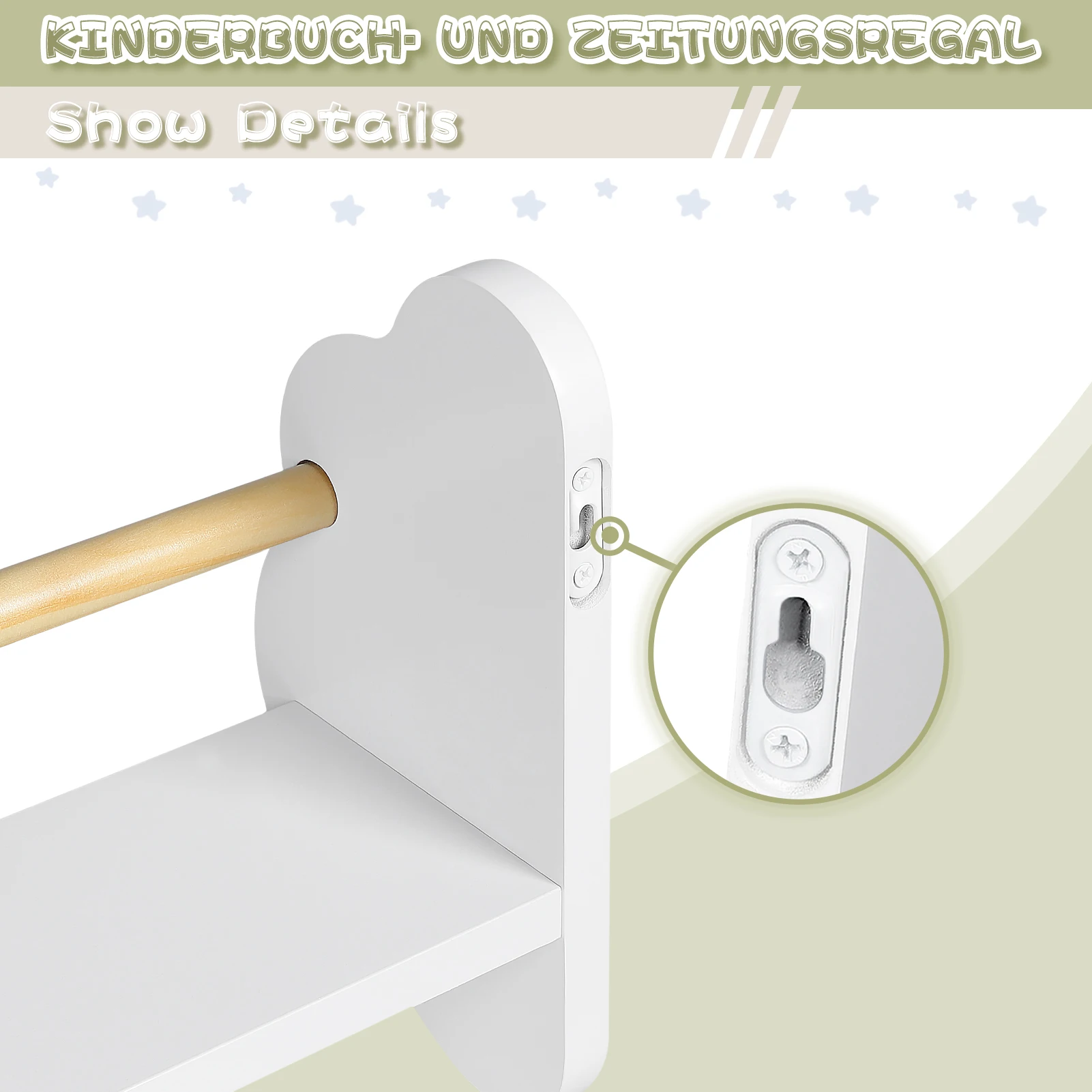 WOLTU 3 pz/set Bianco Per Bambini Scaffali Da Parete Librerie Per Bambini Scaffale Libro di Stoccaggio per Sala Giochi Camera Del Bambino Organizzatore Complementi Arredo Casa