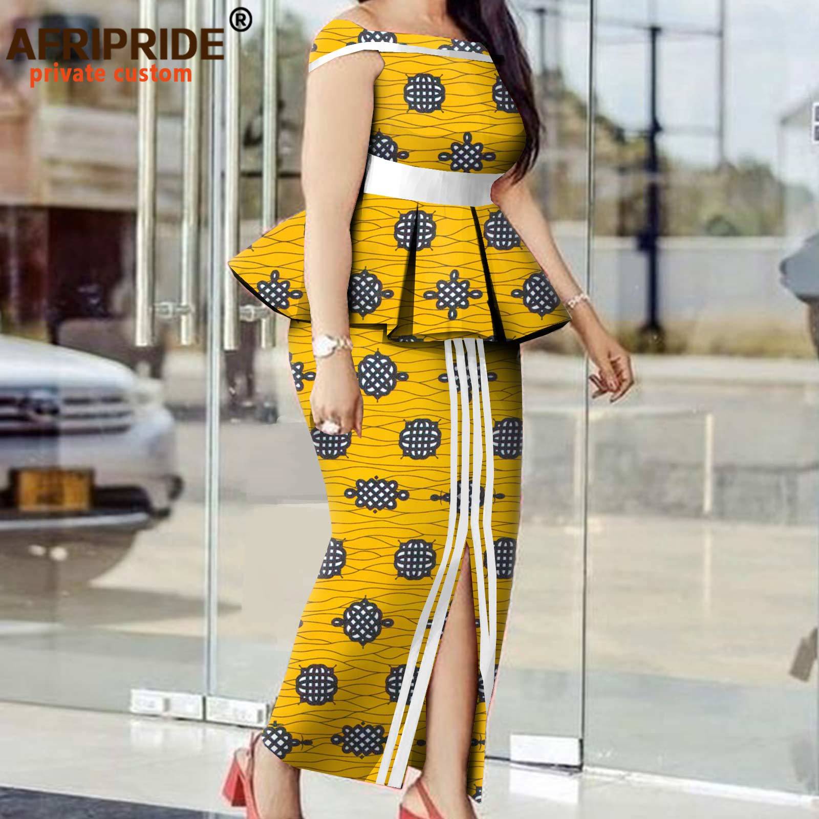 Одежда с африканским принтом для женщин, укороченный топ и макси-юбка, комплект из 2 предметов, сексуальная праздничная одежда, традиционная одежда больших размеров A 2126002