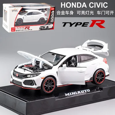 1:32 honda civic TYPE-R diecasts modelo de carro veículos de brinquedo modelo de metal com luz de som coleção brinquedos para crianças presente de natal