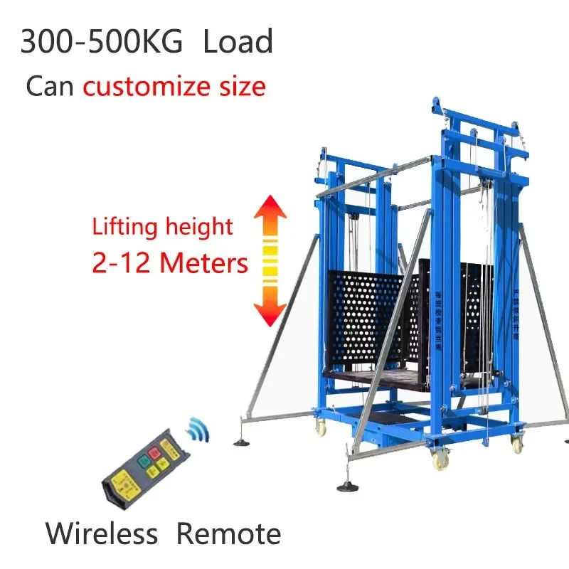 Andamio de elevación eléctrico de 2-8 metros, elevador de sitio de construcción con control remoto móvil plegable de carga de 500KG de alto