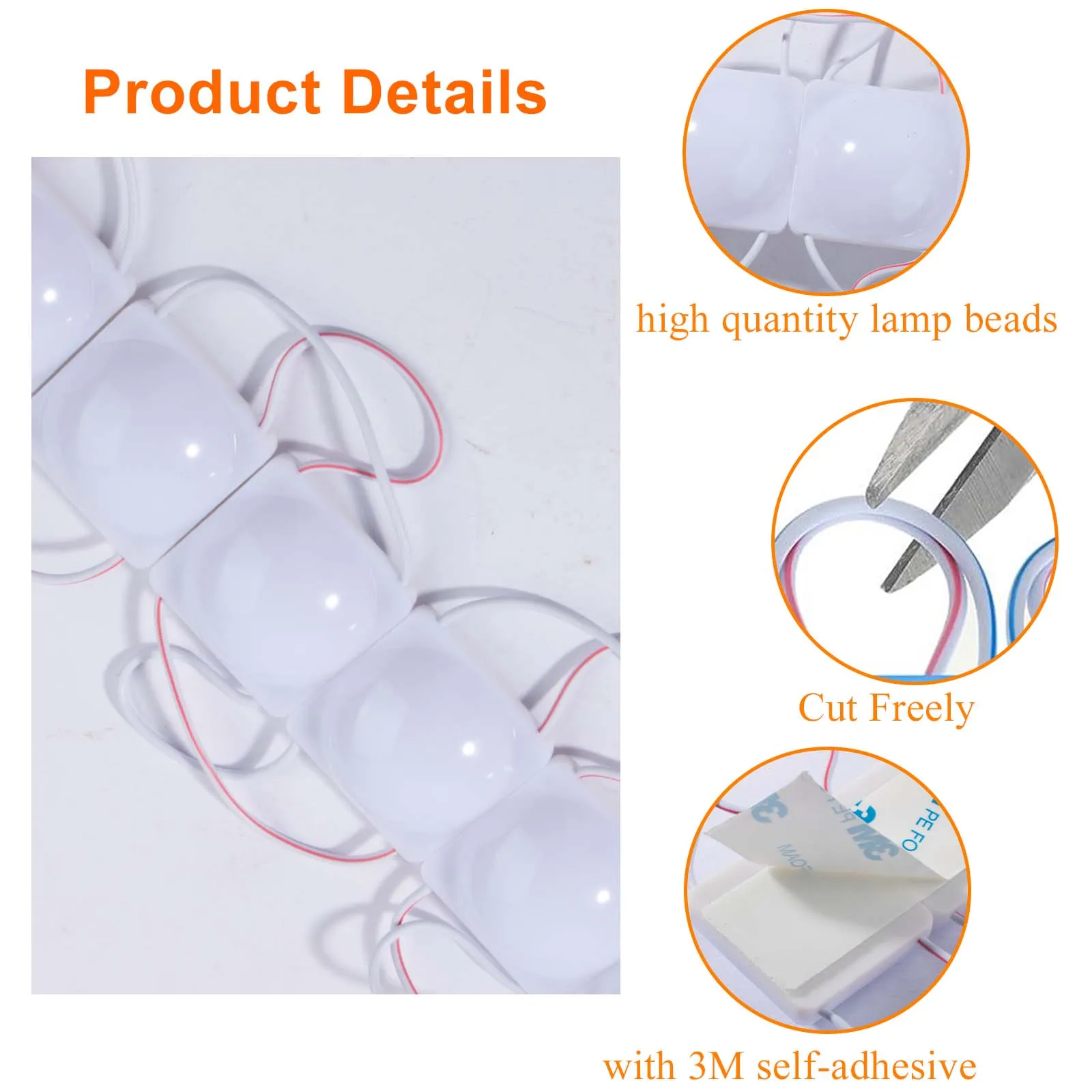 20pcs LED COB Module Light Sign 3535 SMD 12V Waterproof for Storefront Advertising Lighting With Tape Adhesive