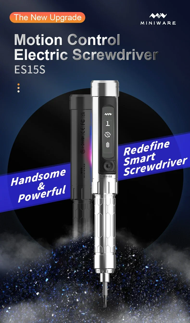 MINIWARE ES15 Thông Minh Điều Khiển Chuyển Động Thuật Điện USB Có Thể Sạc Máy Bắt Vít Không Dây 24 Chiếc 4Mm Bit Bộ Đèn LED