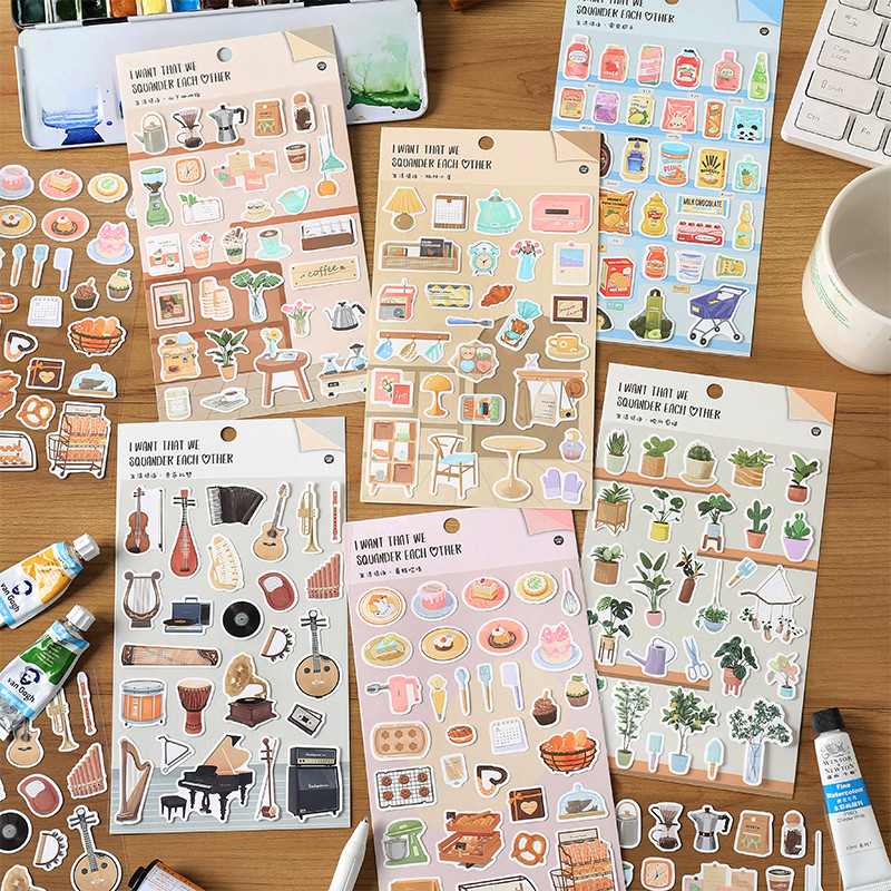 Journamm 漫画日用品ステッカー DIY スクラップブッキングアートコラージュジャンクジャーナル装飾ステッカー文房具