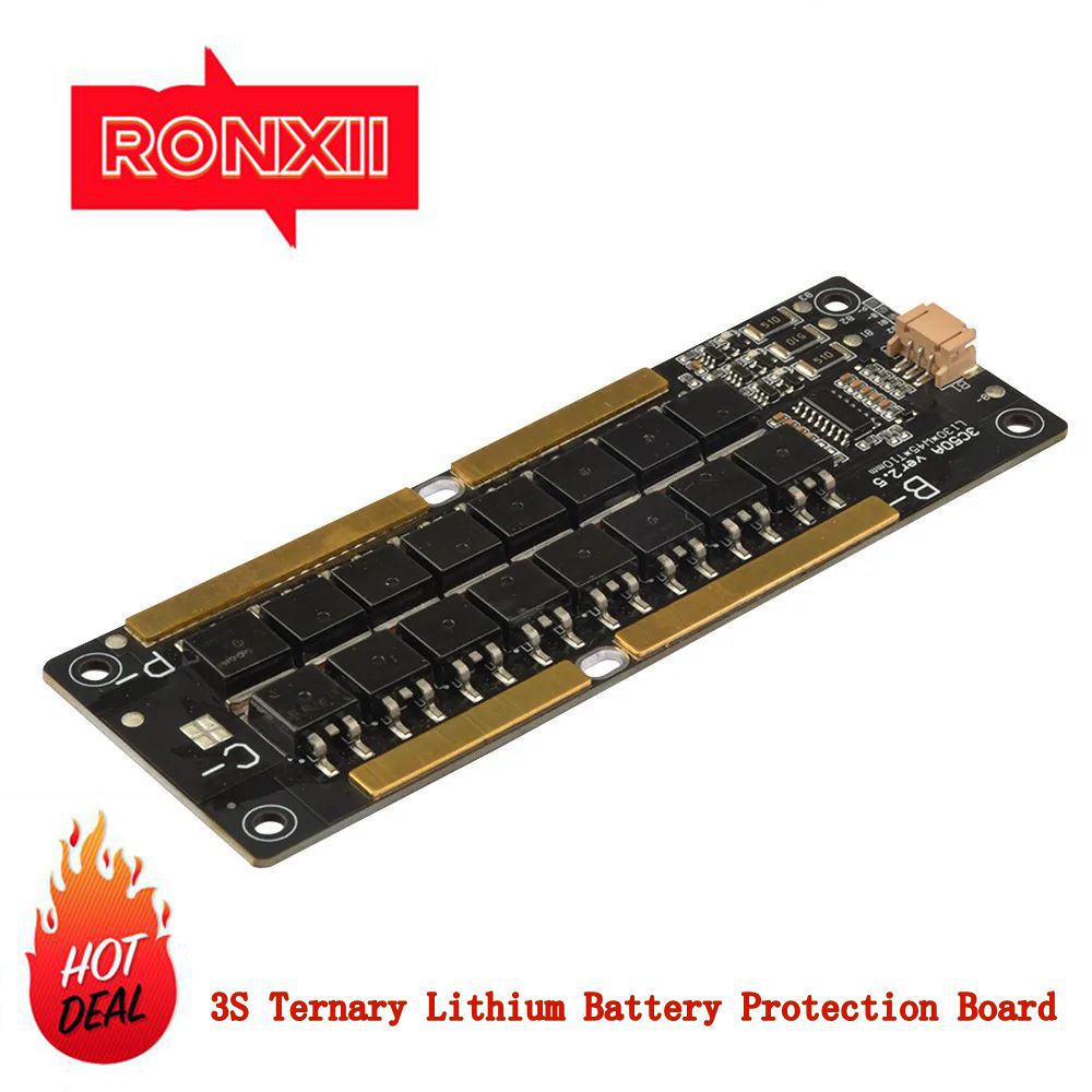 Placa de proteção de bateria de lítio ternária RONXII 3S 50A com corrente contínua e pacote de bateria inversora de cabeça balanceada