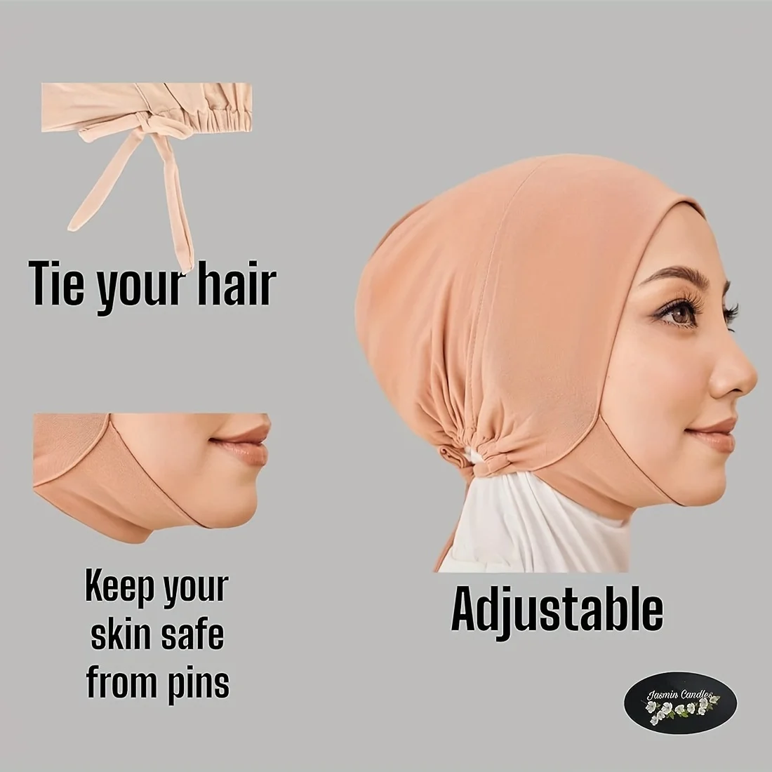 Turbante suave y elástico para mujer, gorro con cordones, Hijab interior ligero, Color sólido