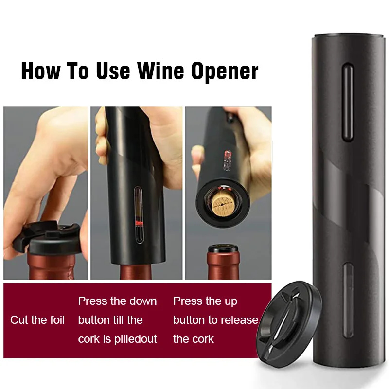 ที่เปิดขวดไวน์ไฟฟ้าอัตโนมัติสําหรับเบียร์ USB และแบตเตอรี่ ที่เปิดขวดเบียร์ Corkscrew ที่เปิดฝาเบียร์ไวน์อุปกรณ์ครัว