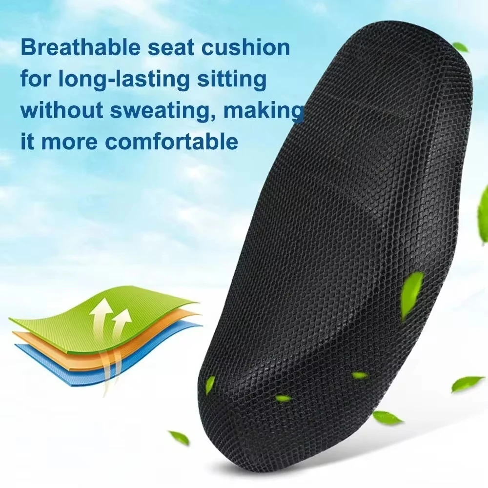 Fundas de asiento para motocicleta, ciclomotor, Scooter, cojín antideslizante, almohadilla de protección de rejilla, transpirable, fresco, verano, malla 3D, 1 ud.