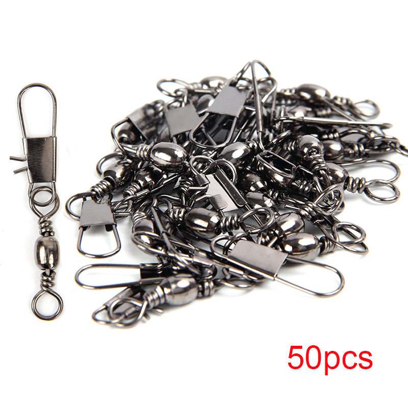 50 pçs conector de pesca gira intertravamento pino rolamento rolamento giratório snap anzol carpa pesca isca acessórios pesca
