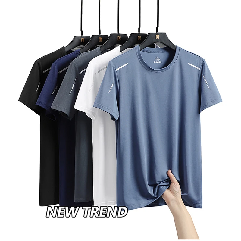 CHRLCK Men's Running Quick Drying เสื้อยืด Breathable เดินป่าตกปลา Tees ความยืดหยุ่นนุ่มกีฬากลางแจ้งสั้นเสื้อฤดูร้อน