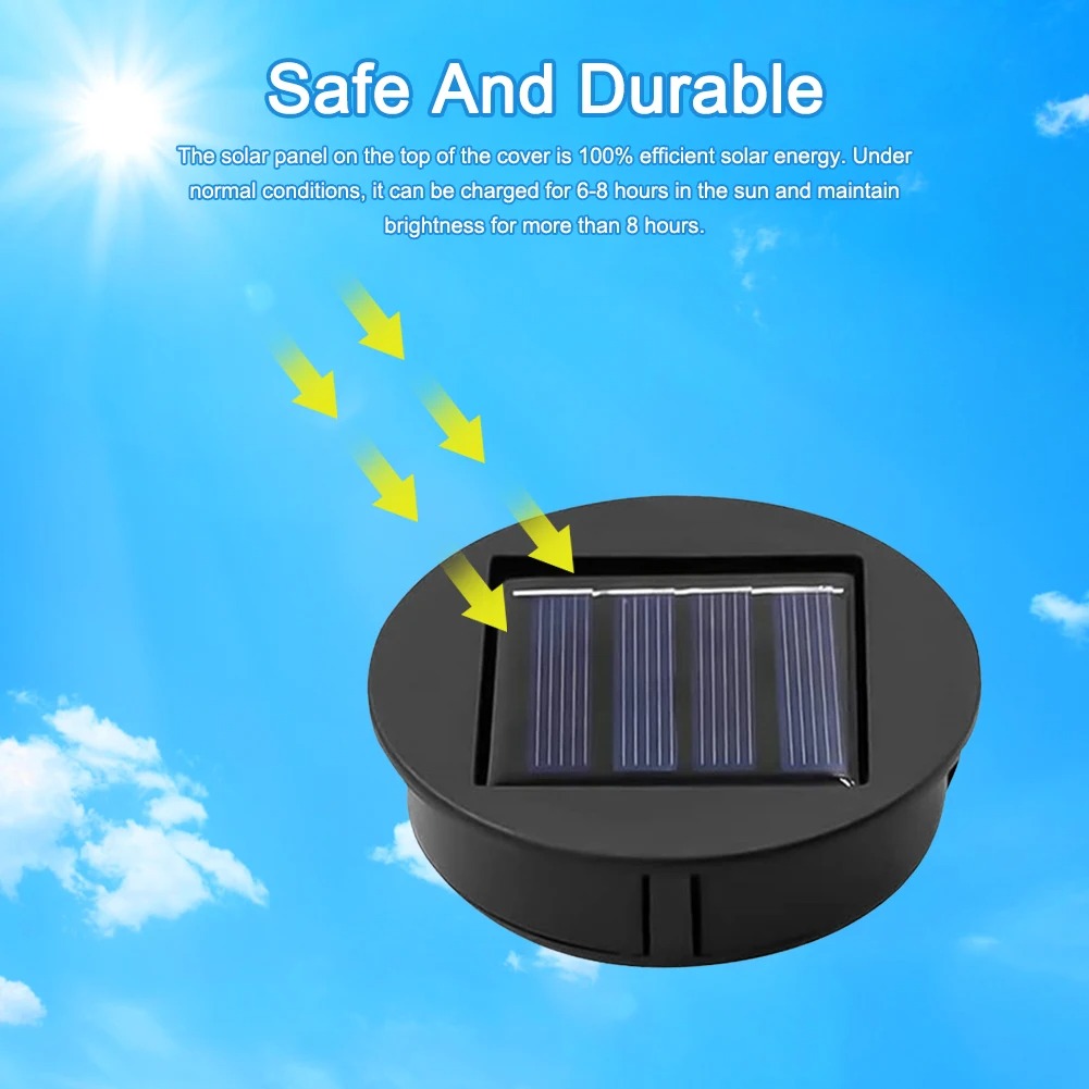 LED Solar Lights Replacement Top Solar Lantern Solar Panel Powered Lantern Lid Lights For Outdoor Pathway Yard Easy In