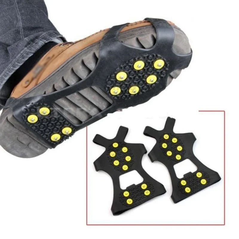 10 Studs Snow Ice Claw Anti-Skid Snow Ice Thermo Plastic Elastomer Climbing Shoes Spikes Grips Cleats Over Shoes Covers Crampons