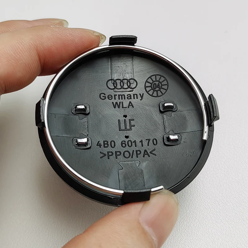 4 peças 60mm preto cinza estilo de carro emblema centro da roda tampa do cubo tampas de aro para emblema Audi 4B 0601170   A1 A3 A4 A5 A6 Acessórios automotivos