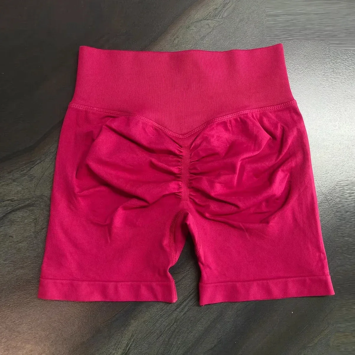 Pantalones cortos de Yoga sin costuras sin logotipo para mujer, pantalones cortos de cintura alta acanalados de 4,5 ", pantalones cortos de entrenamiento de alta elasticidad para gimnasio