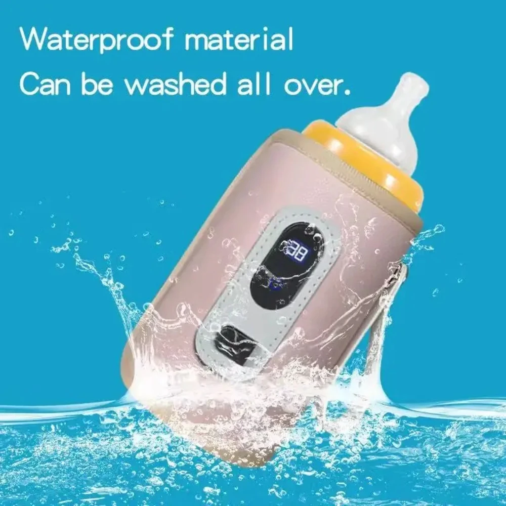 Przenośny pokrowiec termoizolacyjny na butelkę dla niemowląt, urządzenie termoizolacyjne do mleka dla niemowląt z ekranem LCD, butelka termoizolacyjna USB do podróży samochodem