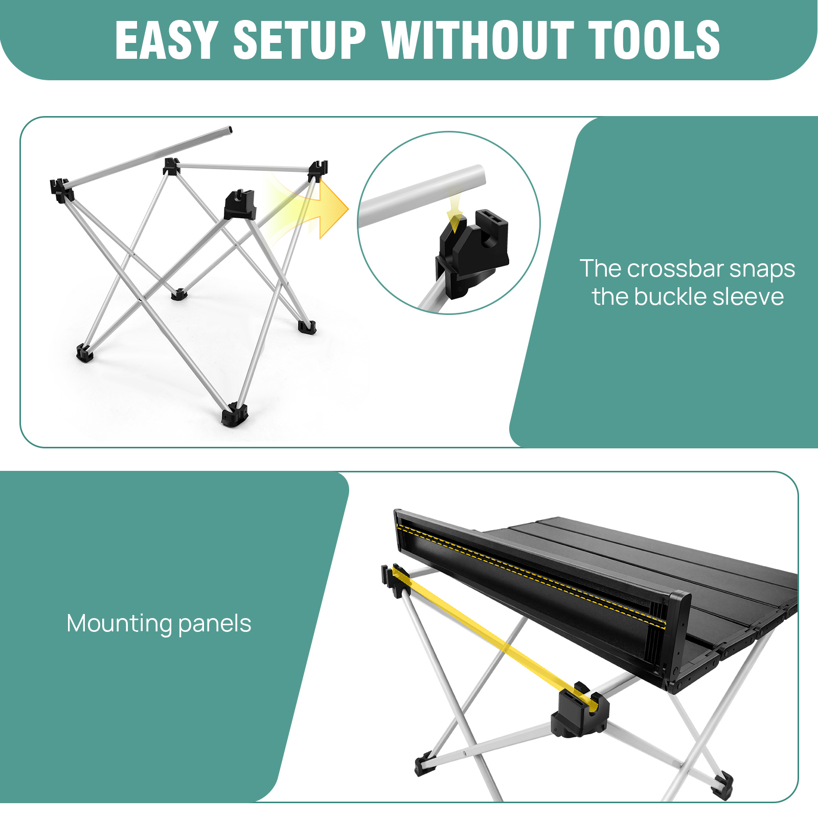 BRIEFNESS Draagbare klaptafel voor buiten picknick kamperen Compacte lichtgewicht aluminium tuinterrastafel met draagtas