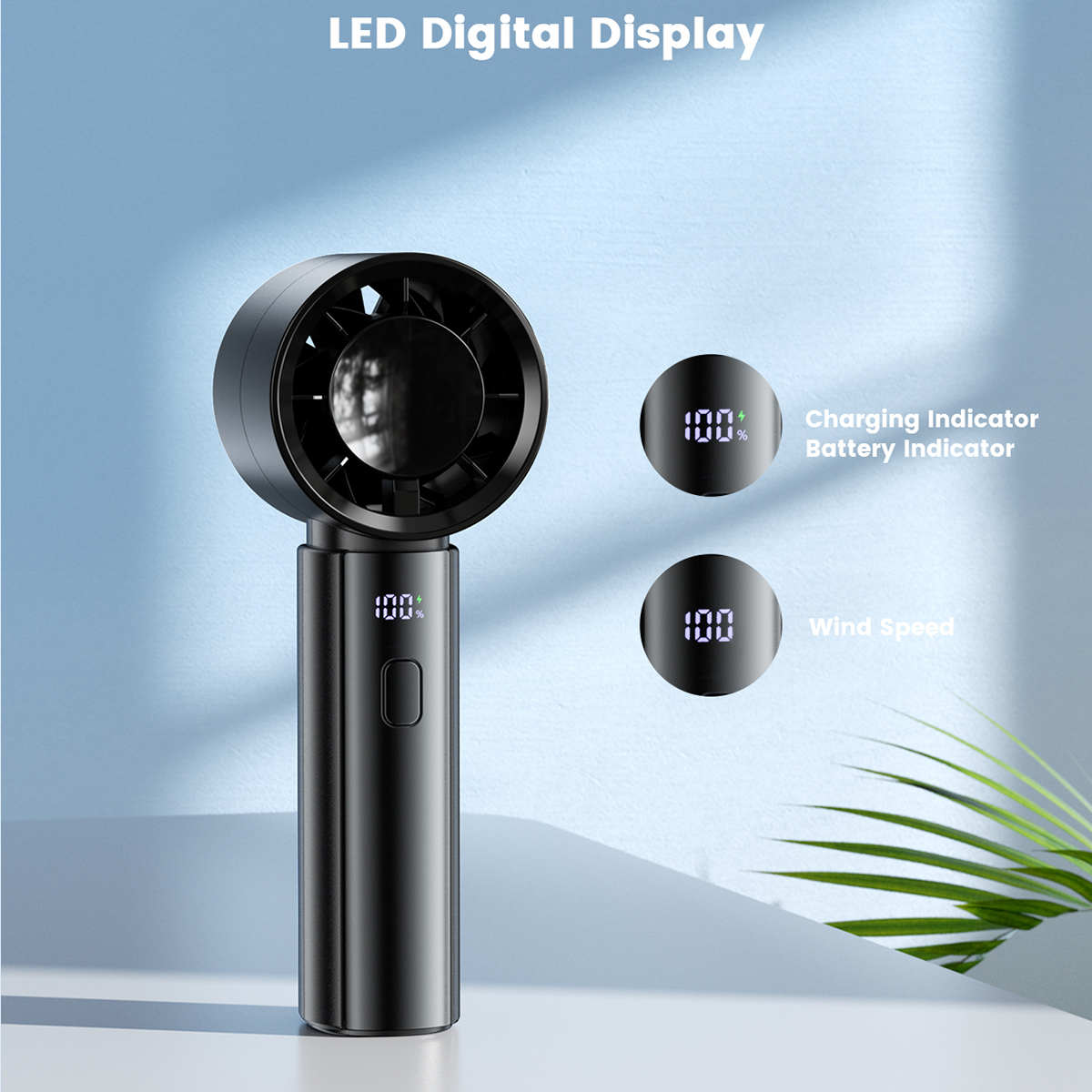 coldSky draagbare handventilator, snelle koelventilator, 4000 mAh batterij, oplaadbare miniventilator, perfect voor strandreizen, vakantie