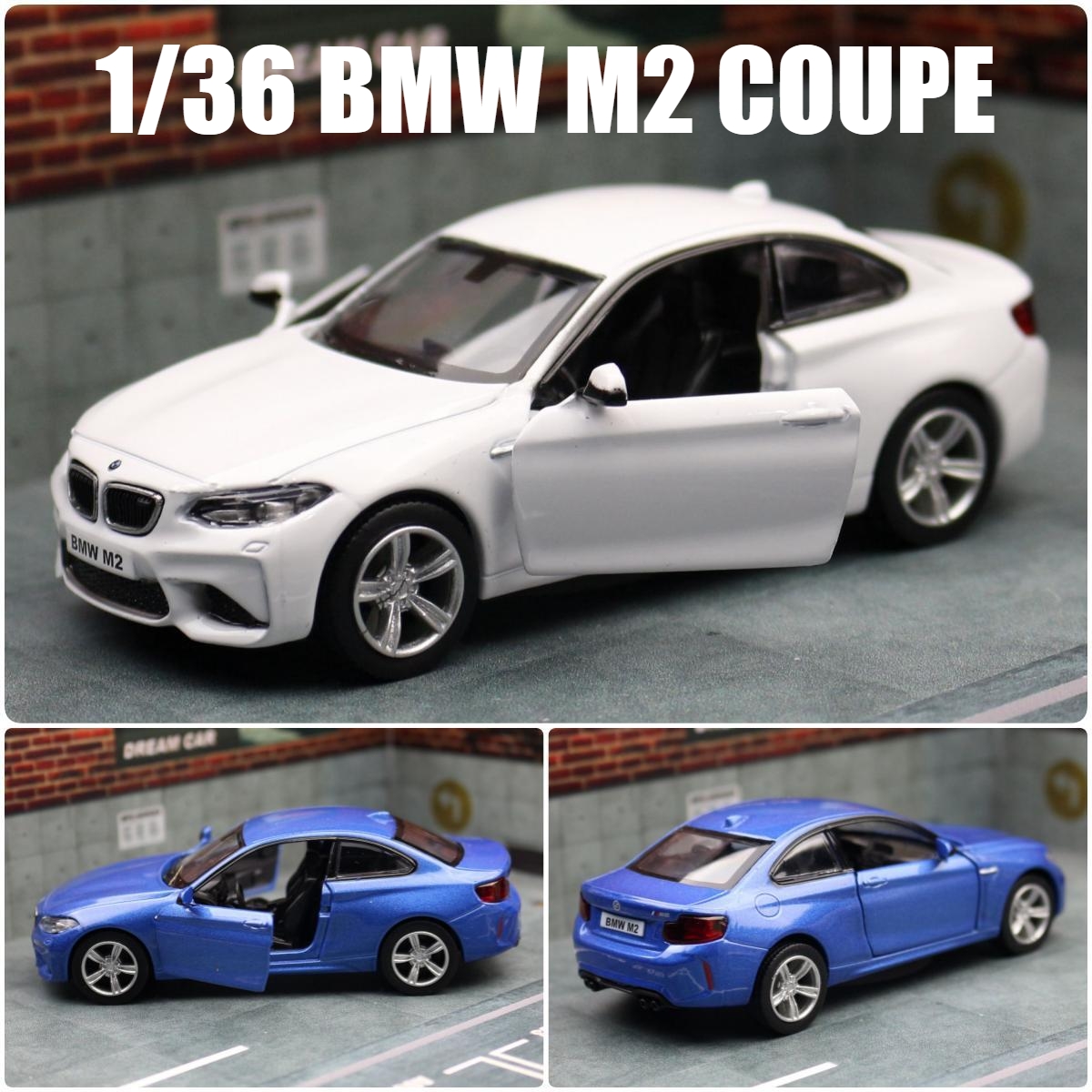 Coche de juguete BMW M2 Sedan para niños, vehículo fundido a presión de ciudad RMZ, modelo en miniatura, puertas extraíbles, colección que se puede abrir, regalo para niños, 1/36