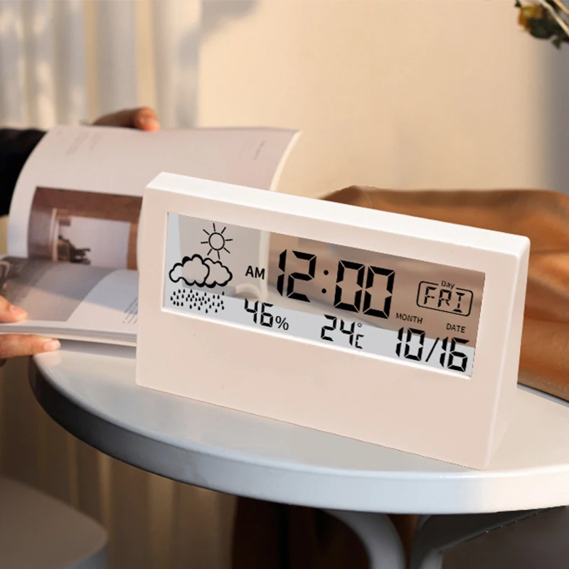 Termómetro LED termohigrómetro reloj electrónico multifunción medidor de temperatura humedad estación meteorológica para el hogar con alarma