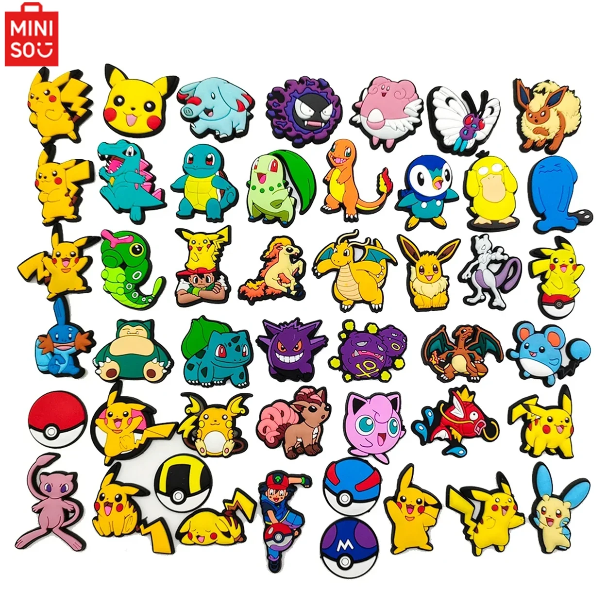 MINISO Pokemon รองเท้า Charms ตกแต่งหัวเข็มขัดไดโนเสาร์ PVC รองเท้าแตะอุปกรณ์เสริมสําหรับเด็กของขวัญ