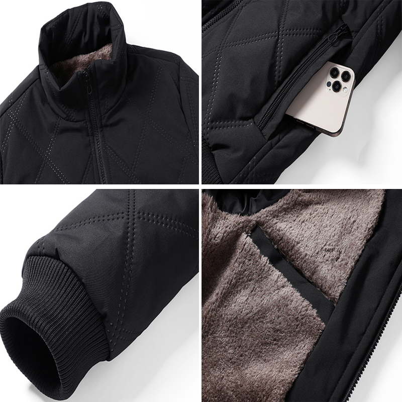 Chaqueta acolchada cálida de lana para hombre, Parkas térmicas con cuello levantado, cortavientos grueso de algodón, ropa para hombre, invierno