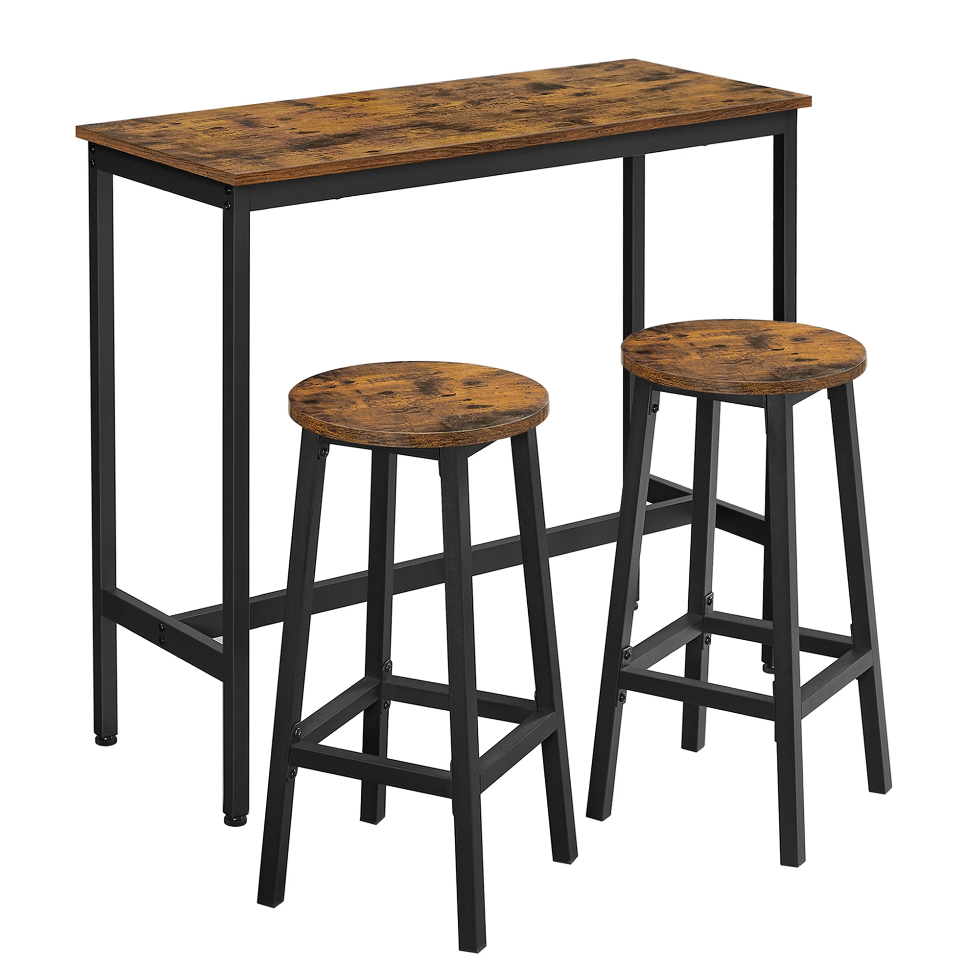 VASAGLE Bar Table and Chairs Set, Kitchen Bar Table with Bar Stools Set of 2, Dining Table Set, Industrial Steel Frame