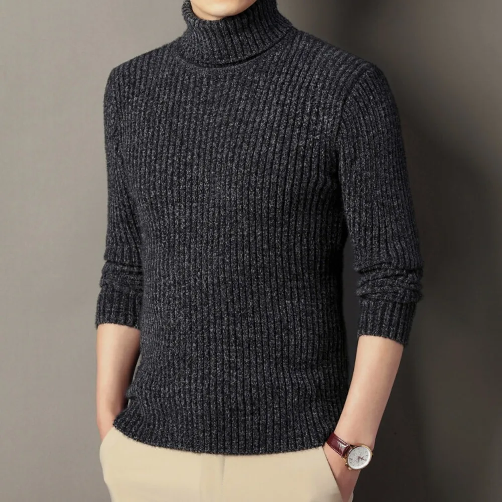 Herbst und Winter Herren Rollkragenpullover Männliche Version Casual Allgleiches Elastischer Pullover Strickpullover