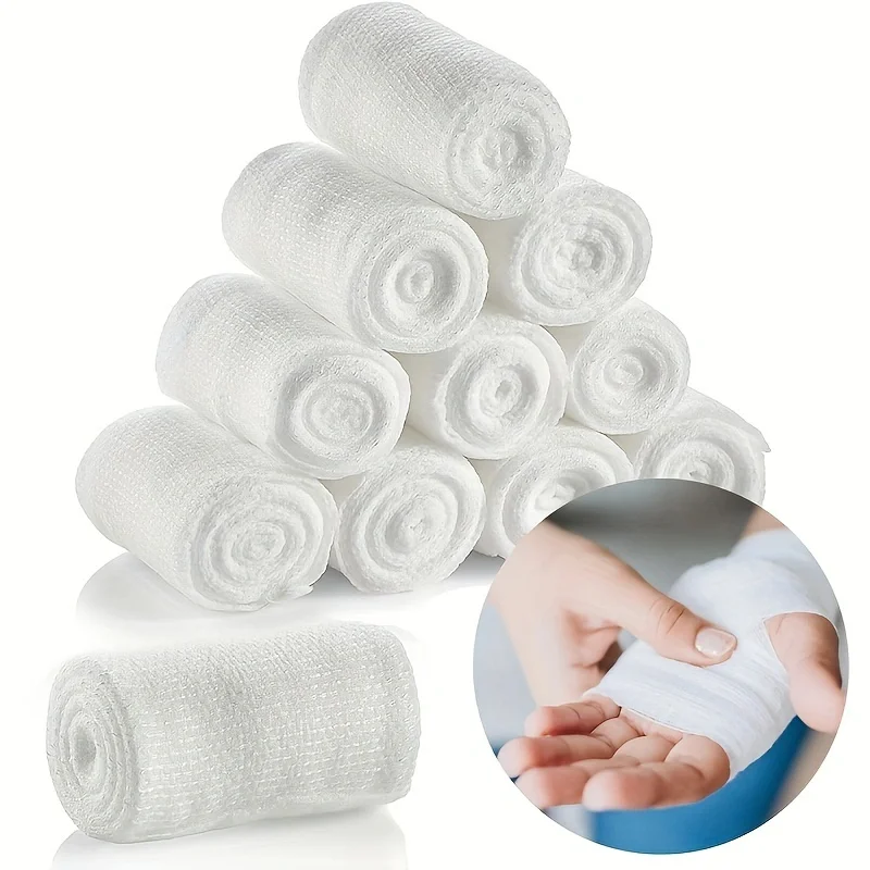 10pcs/lot 7.5cm X 4.5m Cotton PBT Elastic Bandage Medical Supply Conforming First Aid Gauze Wound Dressing Emergency Care
