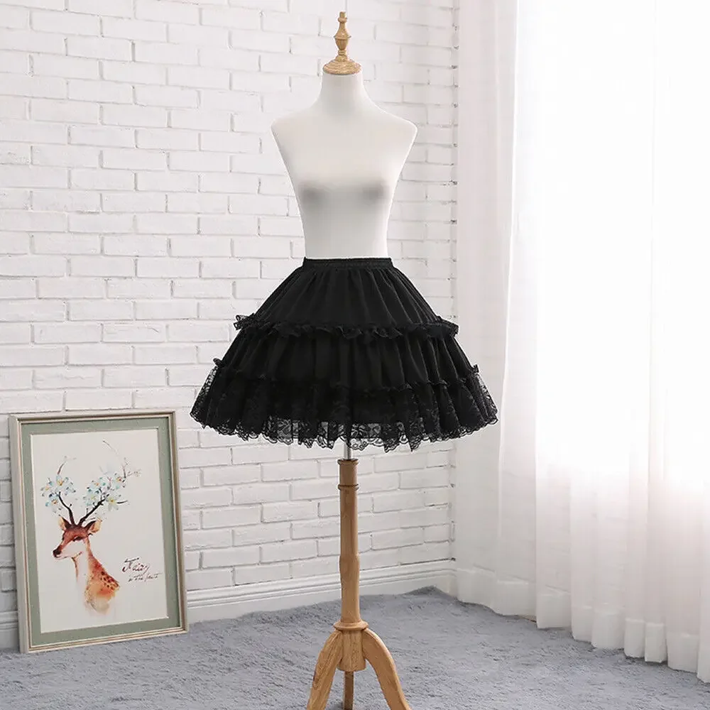 Sottogonna Lolita con 2 cerchi in crinolina di pizzo da 47 cm di lunghezza per Grils