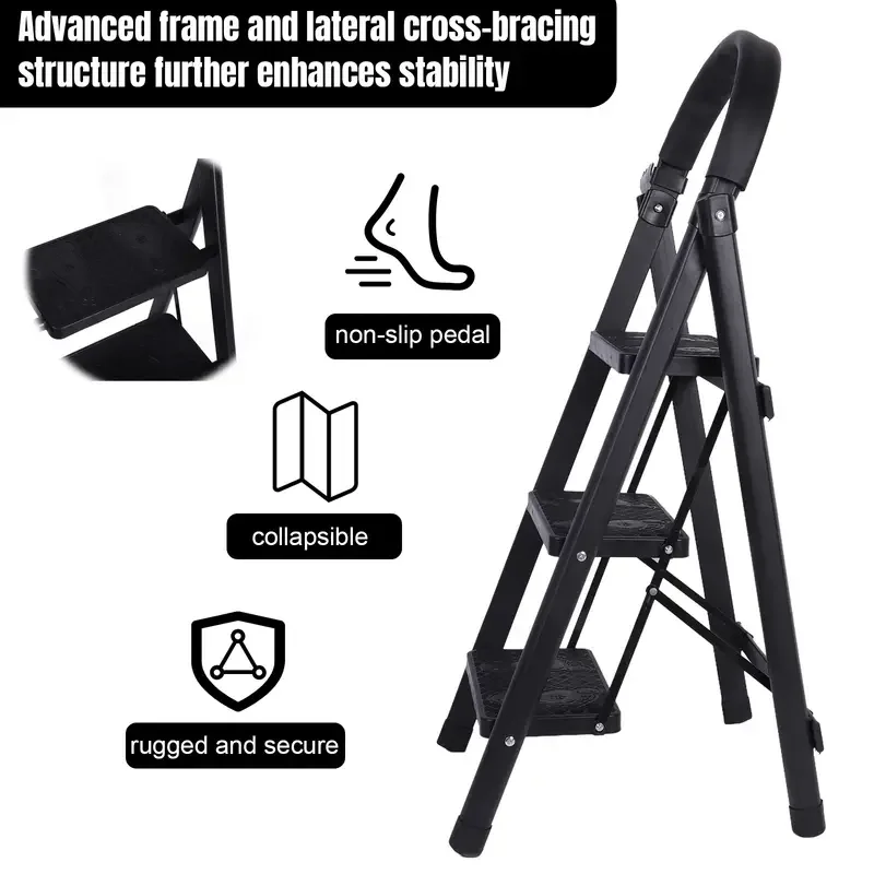Household ladder, folding and retractable, multi-functional indoor staircase