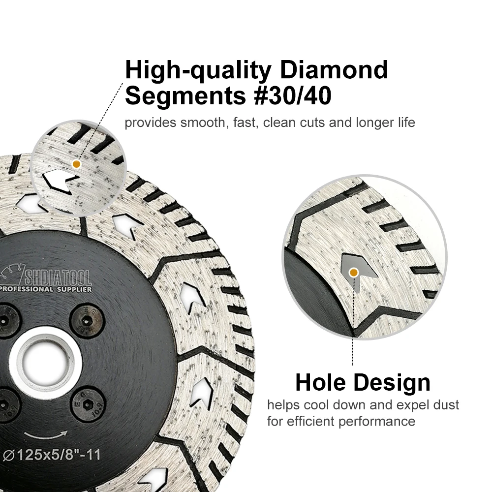 SHDIATOOL 1 Su Bông Kim Cương Cắt Cắt Grindng Đĩa Lưỡi Cưa 4.5 "115 Hoặc 5" 125 Dual Cắt xay Mài Đá Cẩm Thạch Đông Ninh Lưỡi Dao