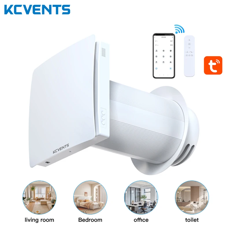 KCvents VT501 Dispositivo de ventilación de recuperación de calor Ventilador de aire fresco montado en la pared con sistema de ventilación de filtro Hepa de cerámica de 6 pulgadas