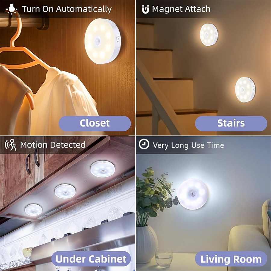 CY-luz magnética con Sensor de cuerpo humano, luz esmerilada mejorada, tres colores infinitamente regulables para dormitorio, baño, pasillo, cocina, nuevo