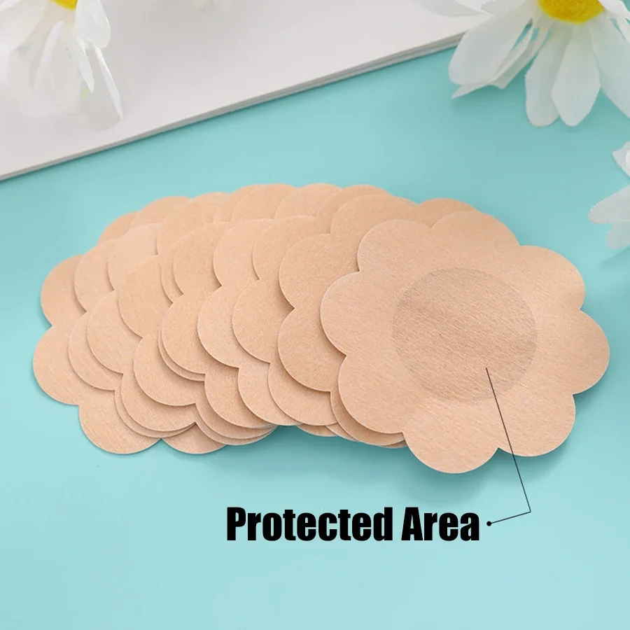 100 Pc Doek Tepel Cover Speen Verbergen Vrouwen Wegwerp Tepel Pasteitjes Stuk Borst Bloemblaadjes Onzichtbare Beha Padding Borst Sticker Patch