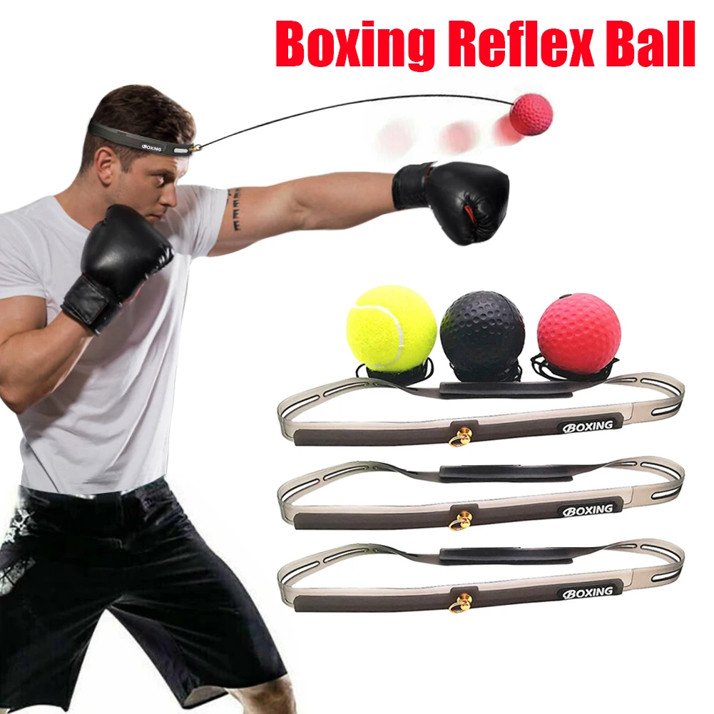 Pelota de boxeo de velocidad para reflejos, pelotas de goma para entrenamiento de reacción de agilidad con banda para el sudor, accesorios para equipos de Fitness