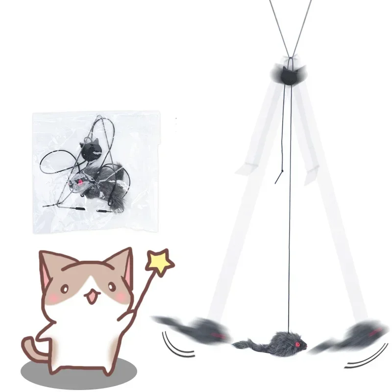 Simulatie Muis Katten Speelgoed Grappig Zelf-hey Hangende Deur Intrekbare Katten Stok Krastouw Muis Kat Interactief Speelgoed Kat Benodigdheden
