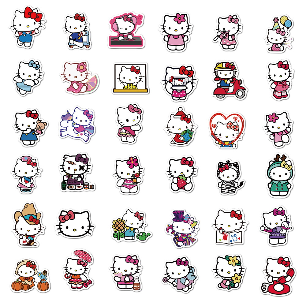 50 pçs série sanrio olá kitty kuromi adesivos bonito multi-purpose adesivos à prova dwaterproof água decorativo geladeira computador adesivos
