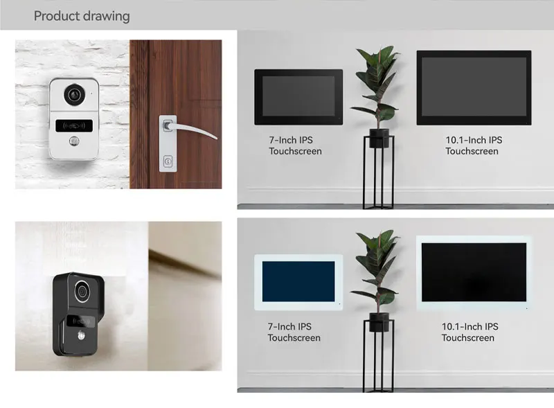 2 Draad Tuya Smart Home Wifi 1080P Video Intercom Video Deurtelefoon 7/10in Kleur Touch LCD-scherm Camera Deurbel Deurbel Systeem