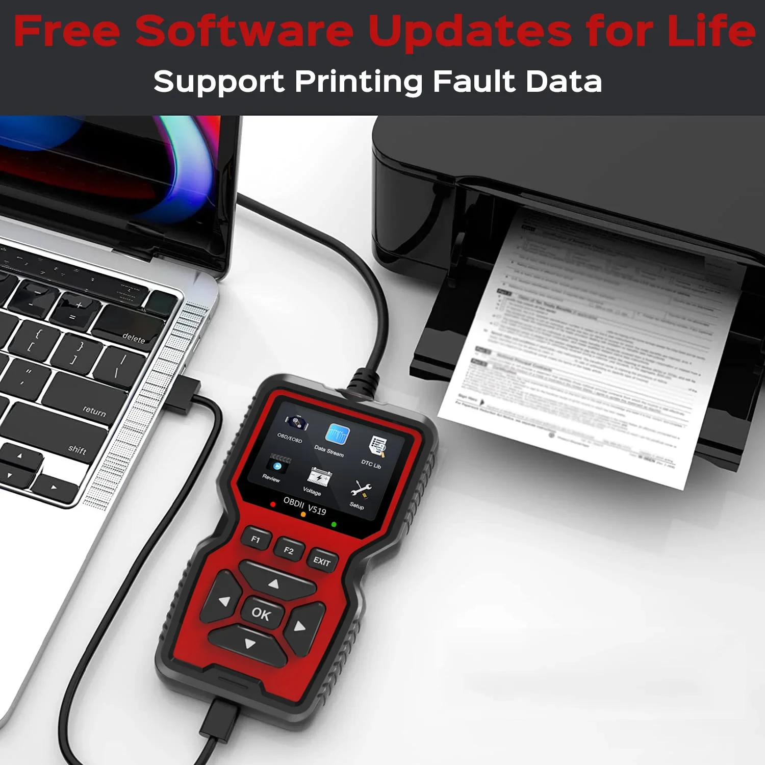 OBD2-scanner Live Data Professionele monteur OBDII diagnostische codelezertool voor controlemotorlicht