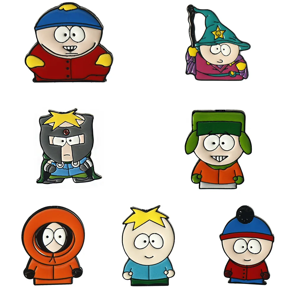 7 Teile/satz Cartoon TV Film Cartman Figur Abzeichen - Nette Anstecknadeln für Rucksäcke, Kleidung & Schmuck Zubehör (