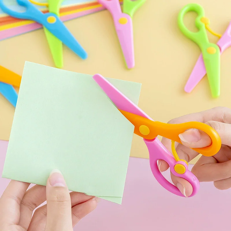 Plastic Scissors Double Color Splicing Handmade DIY Safe Scissors Office Art Supplies Student Specific Paper Cuttings Tools TMZ