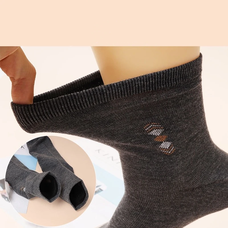5 pares/calcetines gruesos de algodón para hombre, calcetines informales de negocios transpirables desodorantes de tubo medio, calcetines elásticos antibacterianos EU38-45