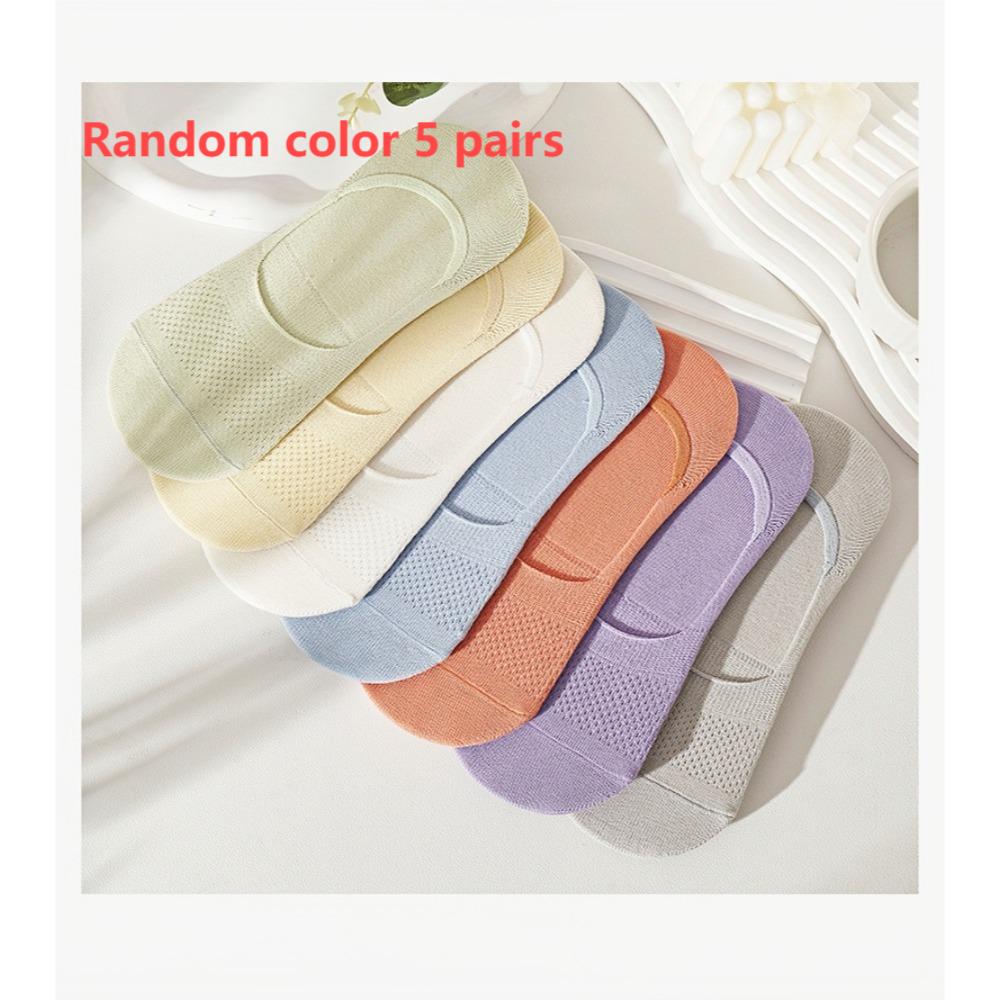 5 Paar Damen-Sommer-Bootssocken aus dünnem Netzstoff, flacher Mund, Schweiß, atmungsaktiv, geruchshemmend, kurze Socken